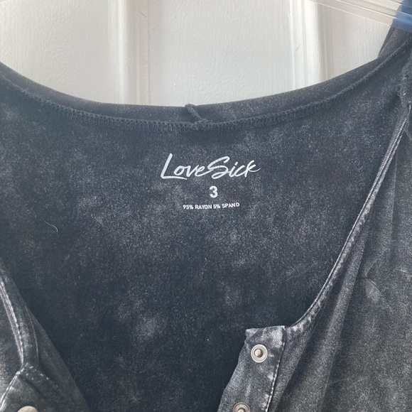 LoveSick Sleeveless Hooded Jumpsuit - Super Soft Wash Black - Picture 6 of 7